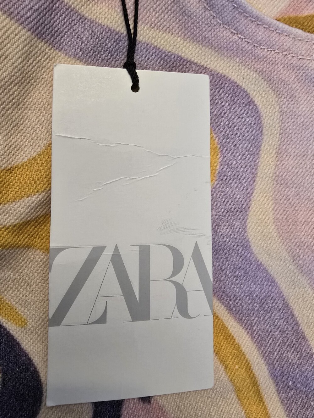 ZARA Women's Swirling Abstract Jeans Mid Rise Straight Leg Retro Boho - Picture 11 of 12